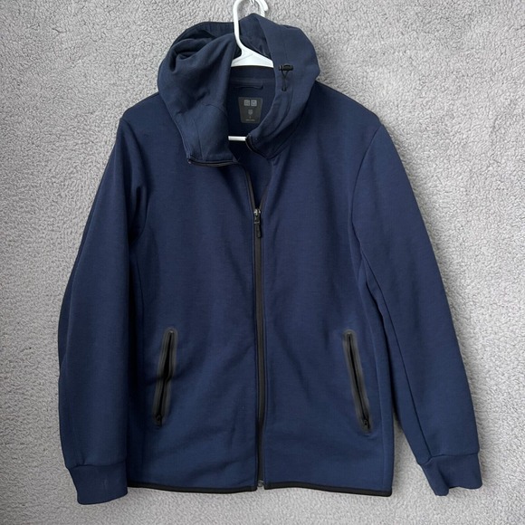 Uniqlo Hoodie Mens Large Blue Ultra Stretch Dry Sweat Performance Sweatshirt‎ - Picture 1 of 10